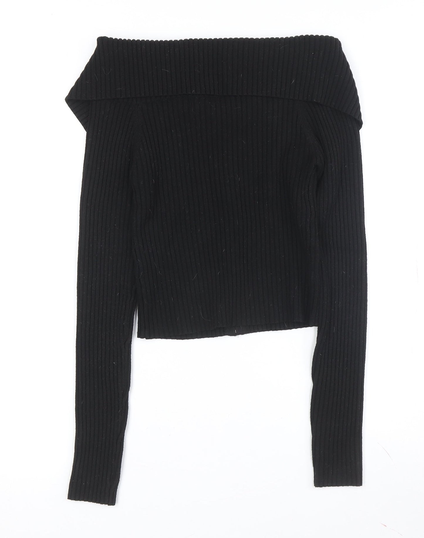 Bershka Women's Black Collared Full Zip Jumper L