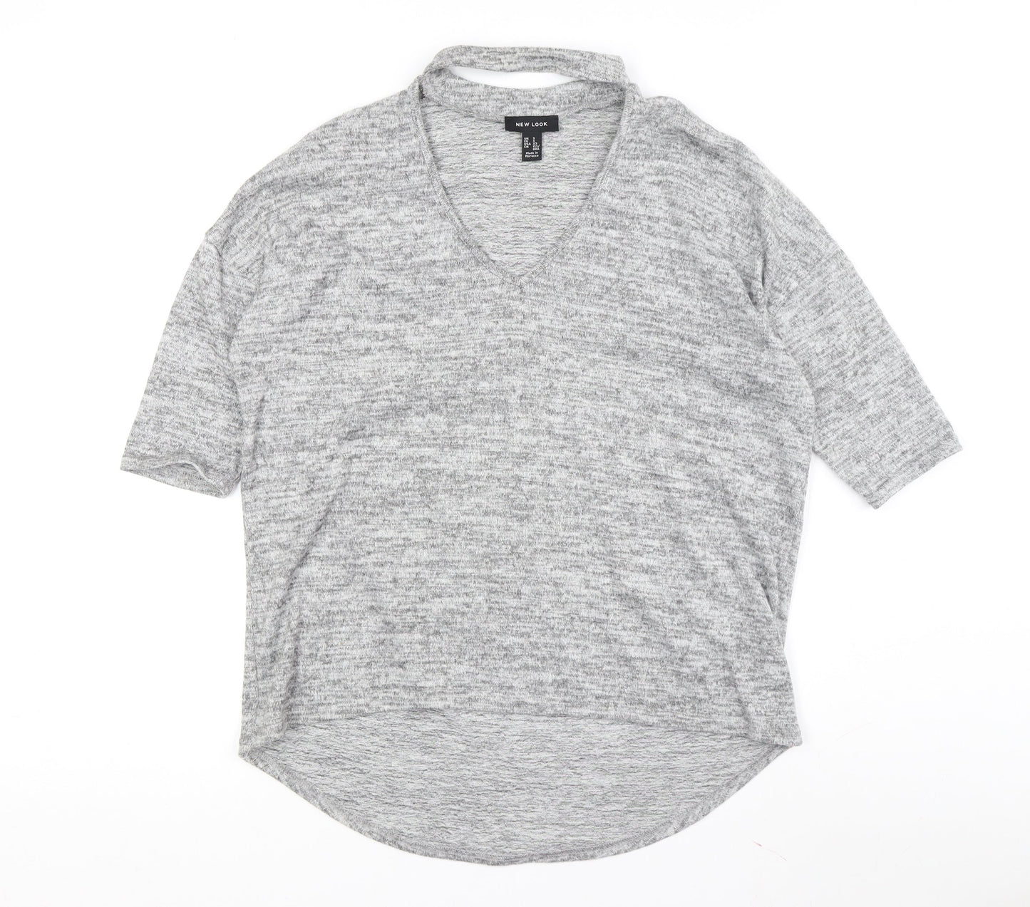 New Look Women's Grey V-Neck Pullover Jumper Size S