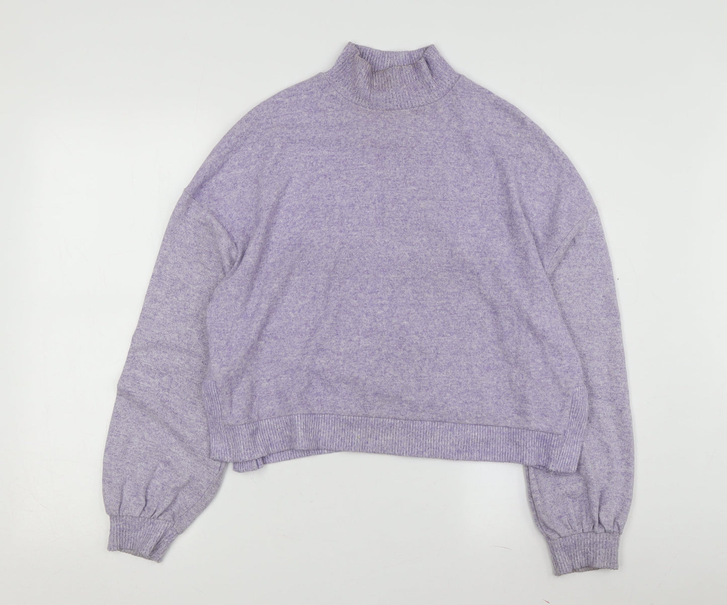 Stradivarius Women's Purple Mock Neck Pullover Jumper