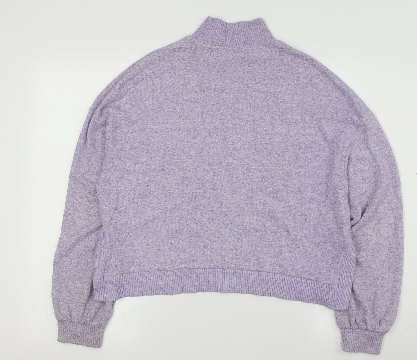 Stradivarius Women's Purple Mock Neck Pullover Jumper