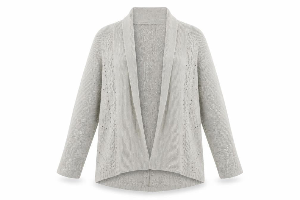 Marks and Spencer Women's Grey Cardigan UK 14 Cable-Knit