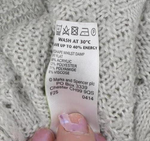 Marks and Spencer Women's Grey Cardigan UK 14 Cable-Knit