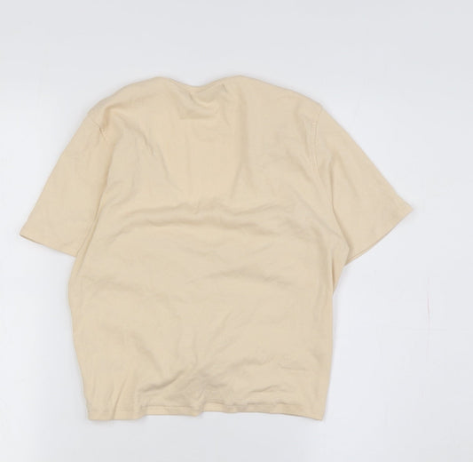 Threadbare Women's Beige V-Neck Basic T-Shirt Size 10