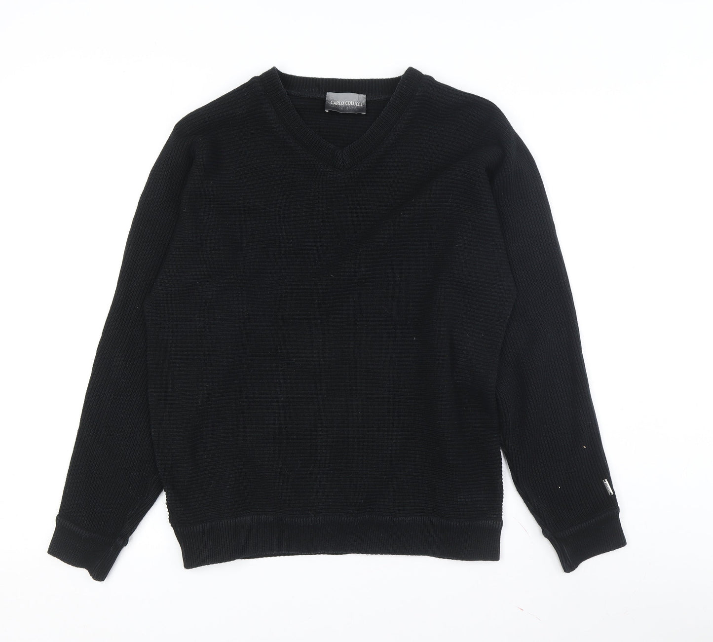 Carlo Colucci Men's Black V-Neck Pullover Jumper Size 18