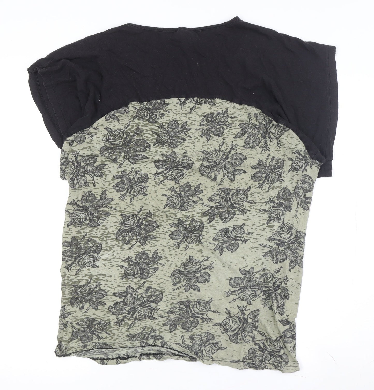 Topshop Women's Green Floral T-Shirt, Size 10