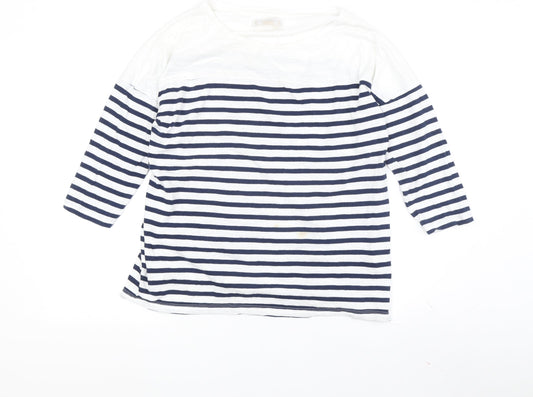 Pull & Bear Women's White Striped T-Shirt M Casual