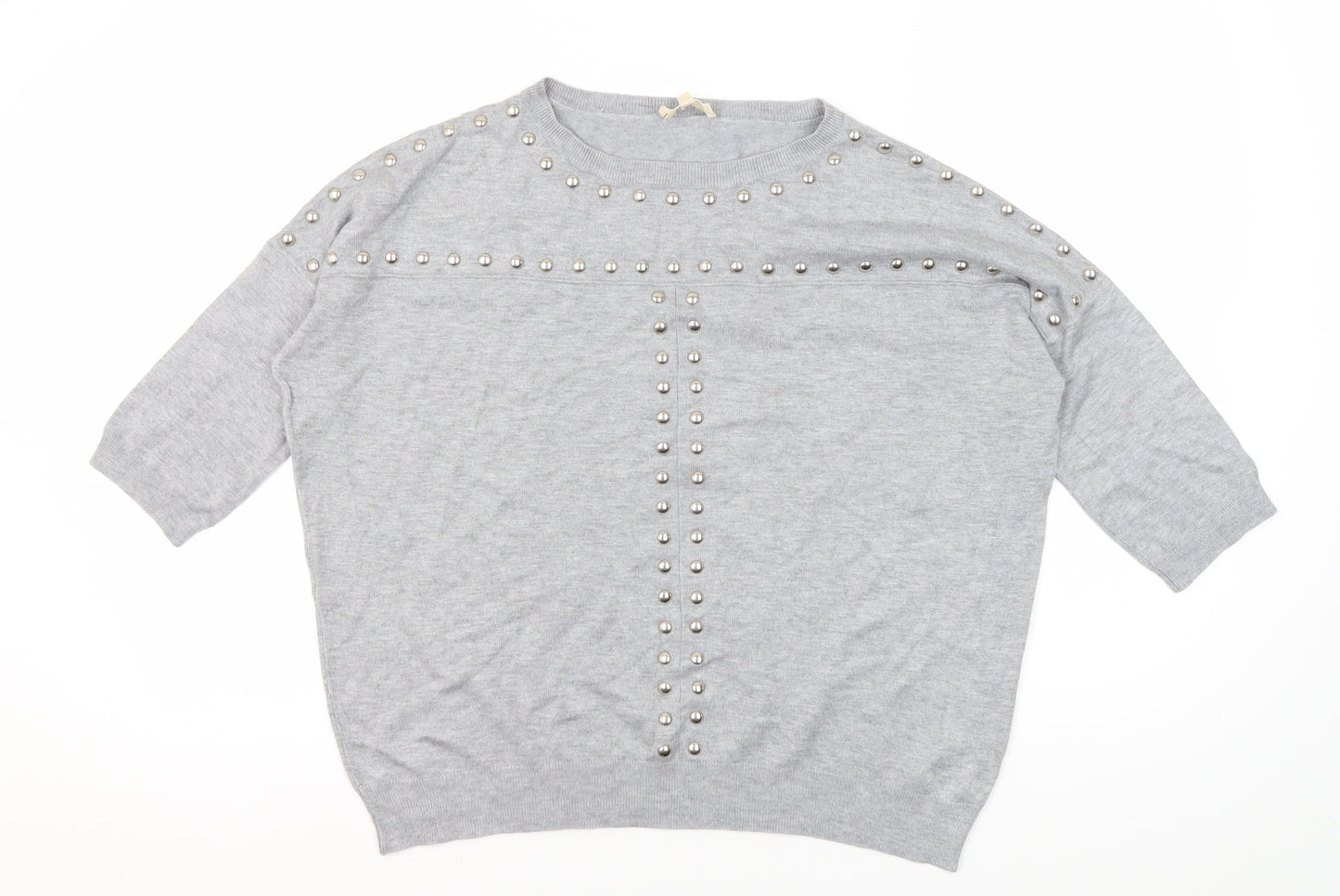 Phase Eight Women's Grey Pullover Jumper, Size 10, Studded