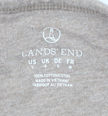Lands' End Women's Beige Boat Neck 3/4 Sleeve T-Shirt