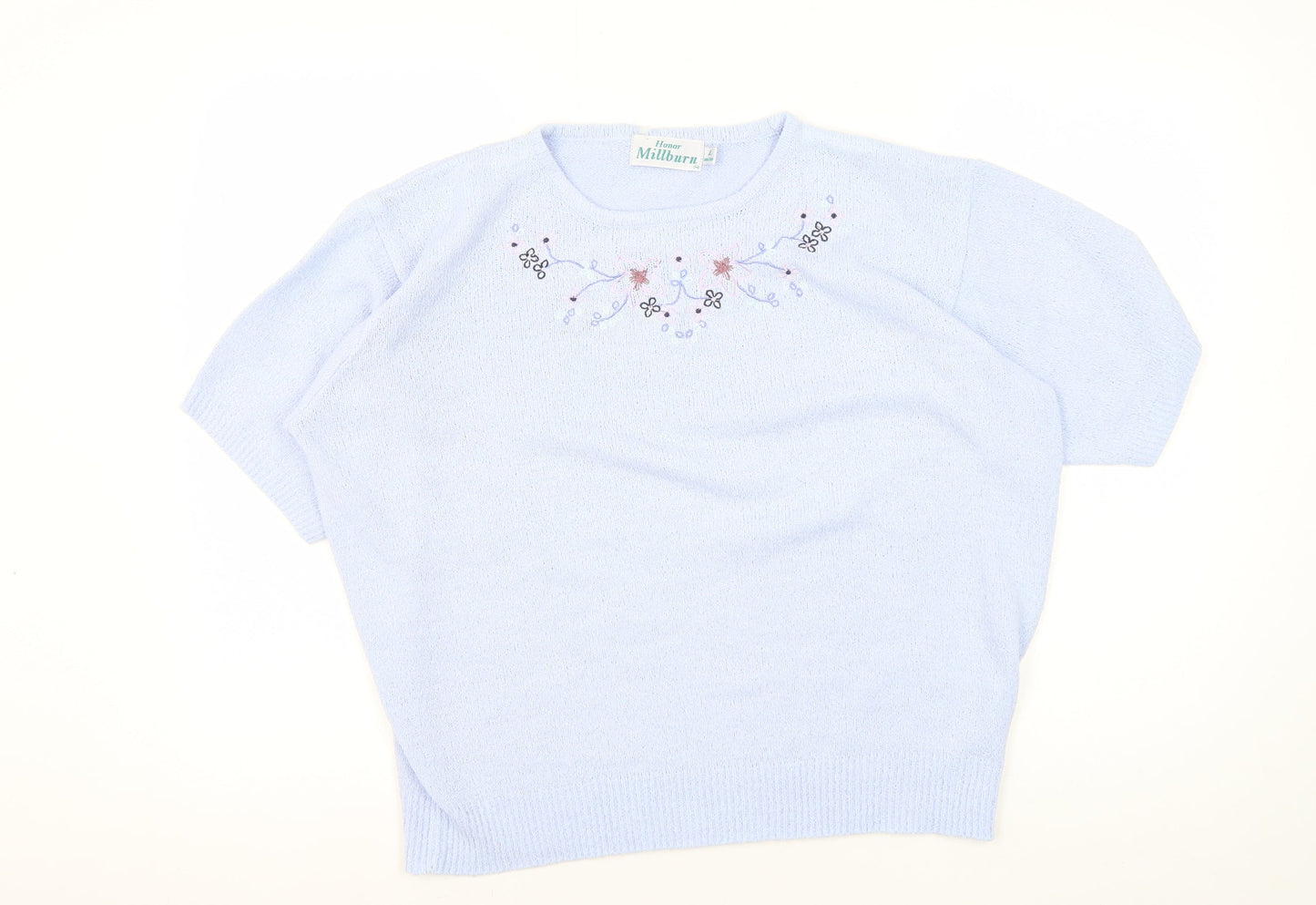 Honor Millburn Women's Blue Floral Knit Pullover L