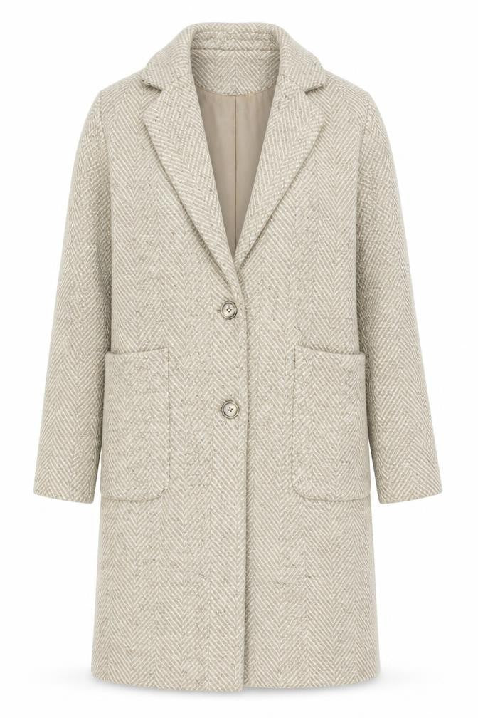Marks & Spencer Women's Beige Herringbone Overcoat Size 12