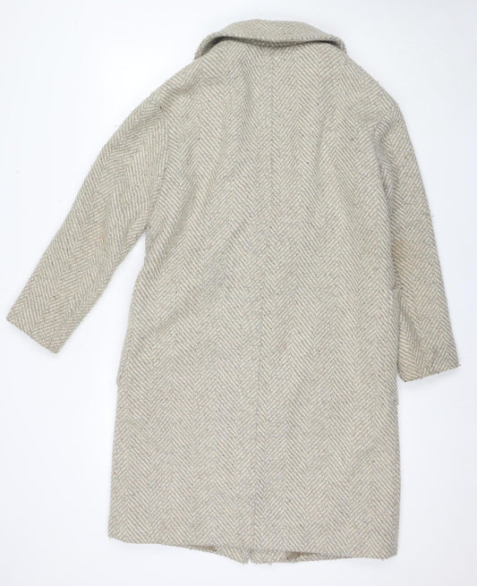 Marks and Spencer Women's Beige Herringbone Overcoat Size 12