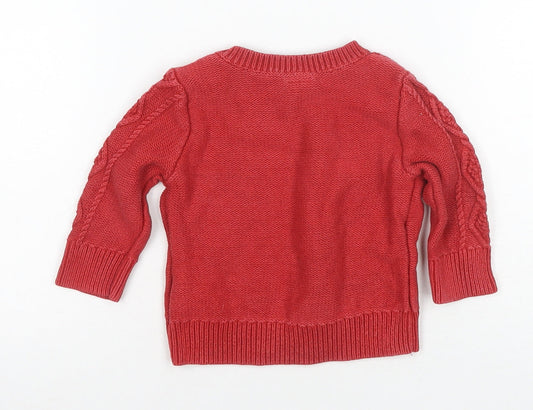 Baby Gap Unisex Red Cable Knit Pullover Jumper 6-9M