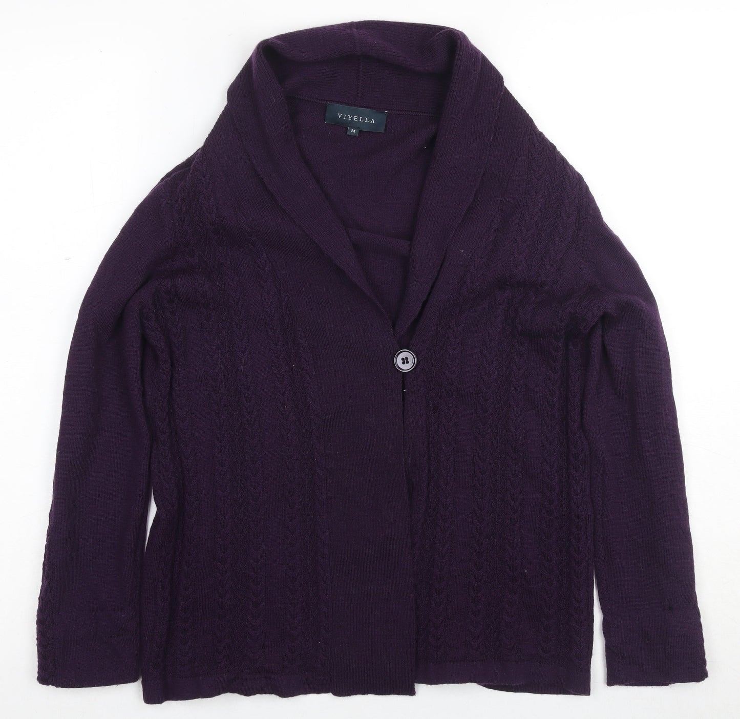 Viyella Women's Purple Cardigan Medium Merino Wool
