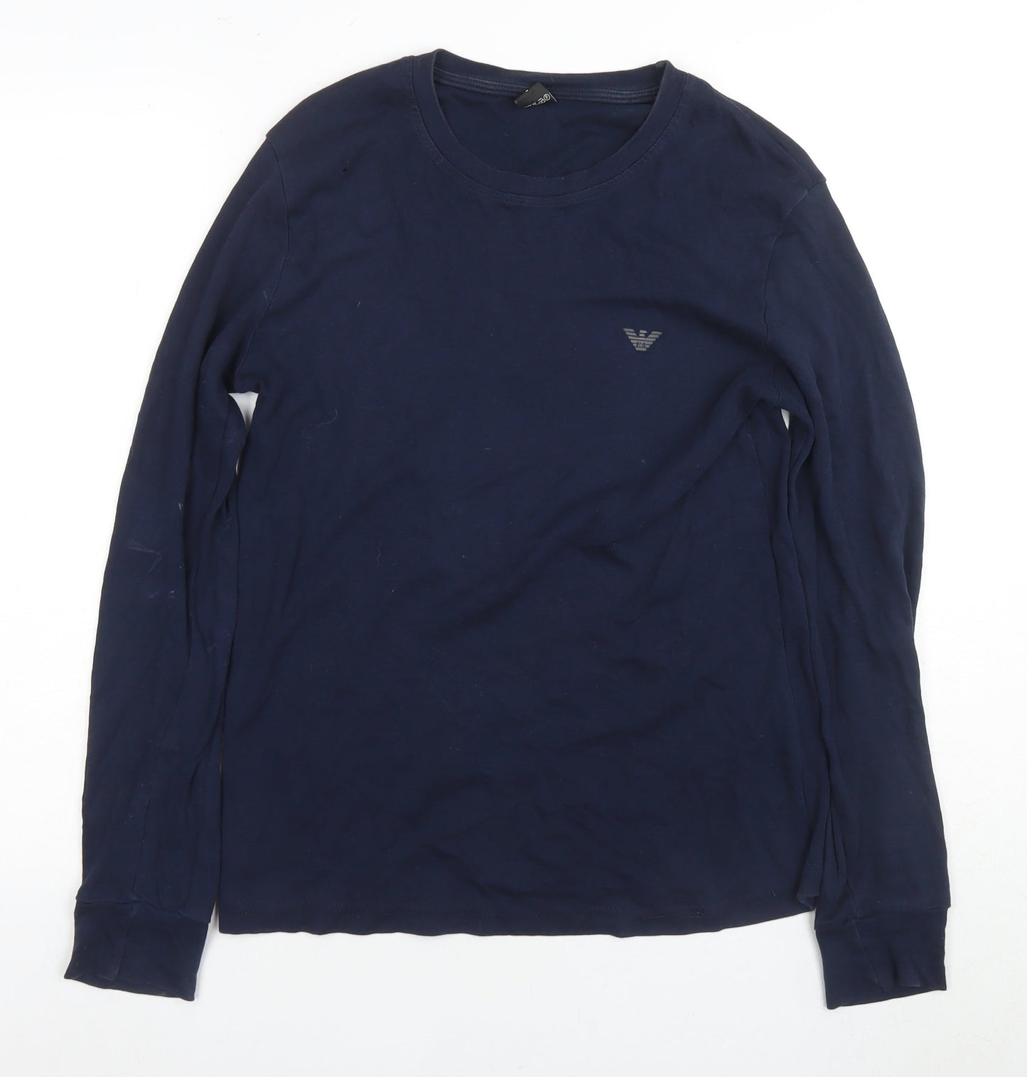 Emporio Armani Men's Blue Long Sleeve Logo T-Shirt, S