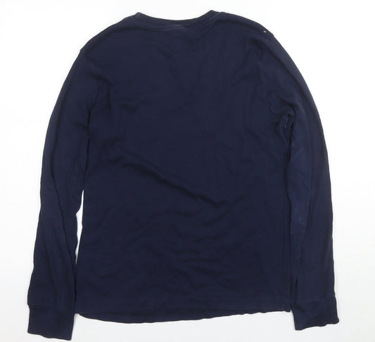 Emporio Armani Men's Blue Long Sleeve Logo T-Shirt, S