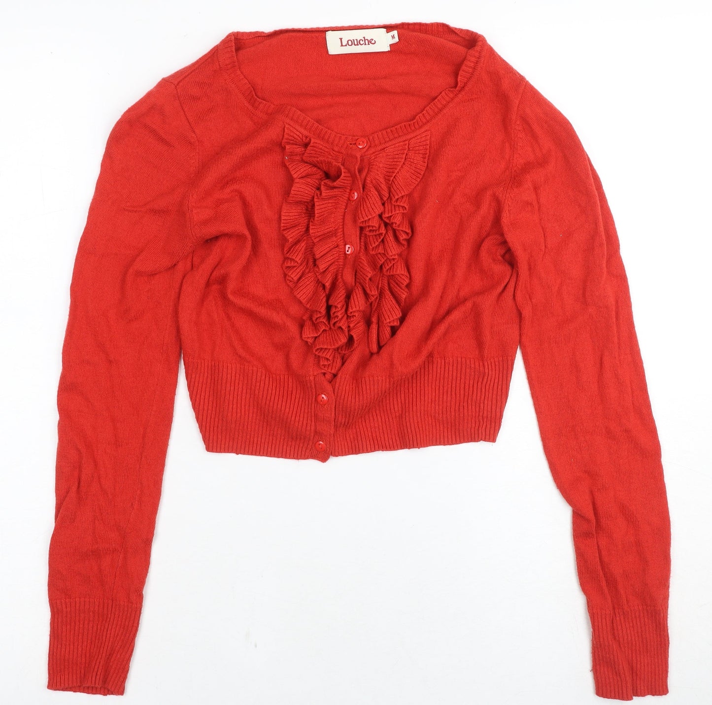 Louche Women's Red Cardigan M, Button-Up Knit Jumper