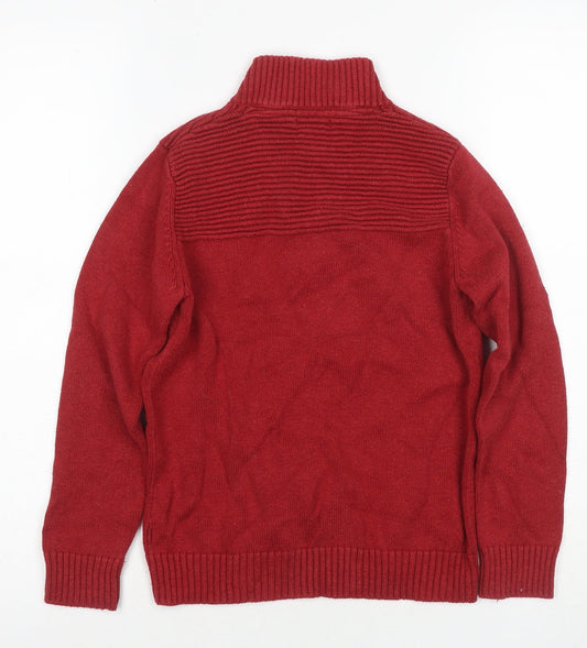 Okaidi Boys Red Full Zip Jumper 11-12 Years High Neck