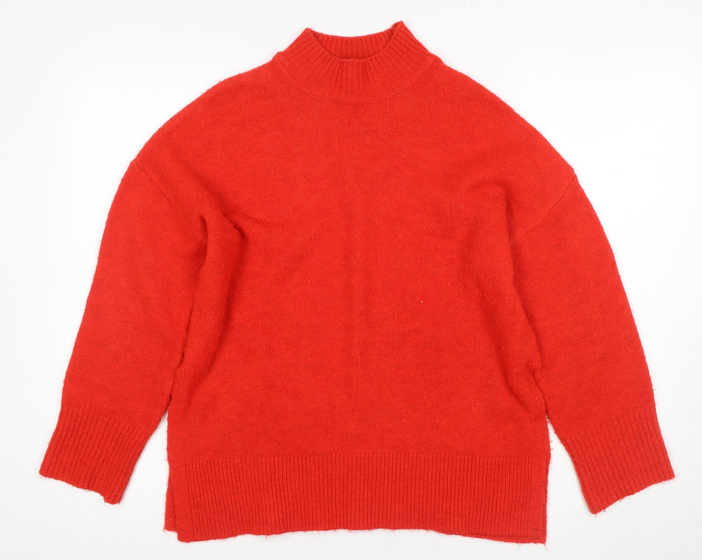MNG Women's Red Mock Neck Pullover Jumper Size S