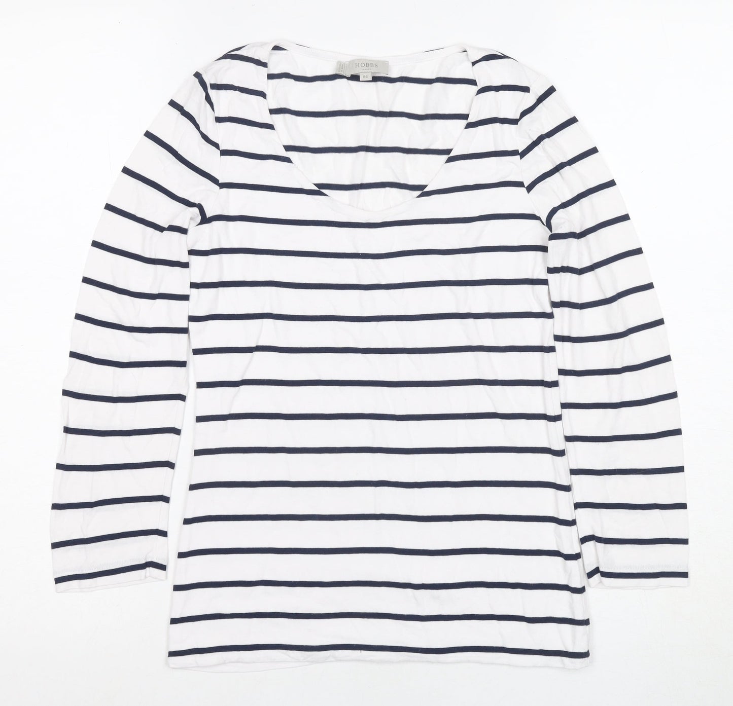 Hobbs Women's XS White Striped Long Sleeve T-Shirt
