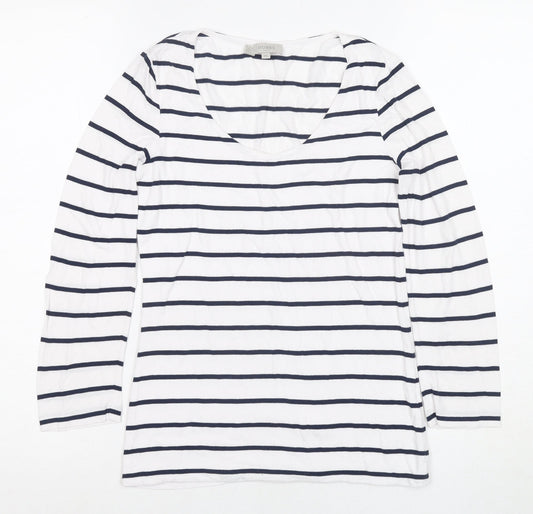 Hobbs Women's XS White Striped Long Sleeve T-Shirt