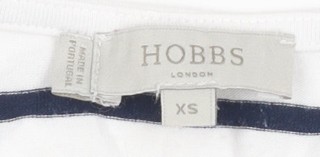 Hobbs Women's XS White Striped Long Sleeve T-Shirt