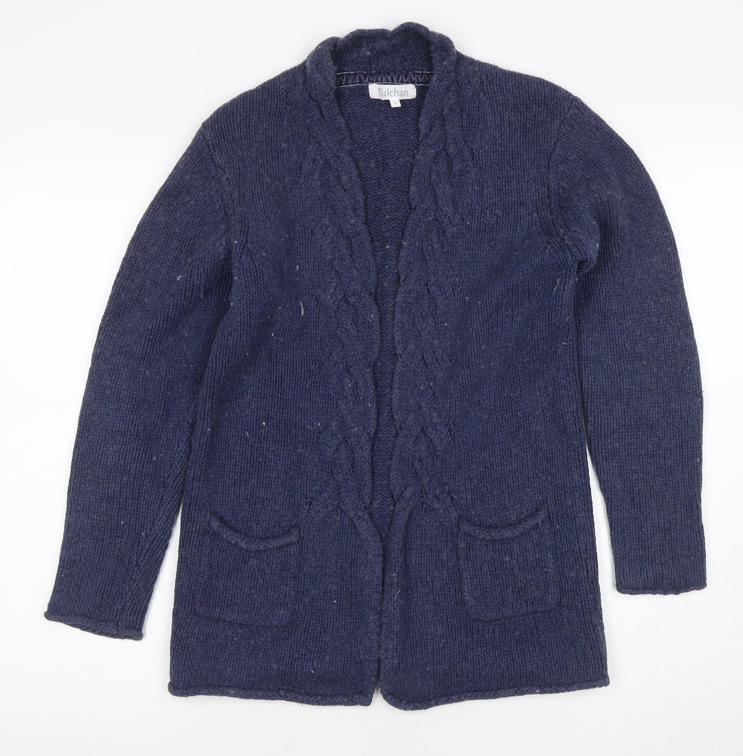 Tulchan Women's Blue Knit Cardigan S with Pockets