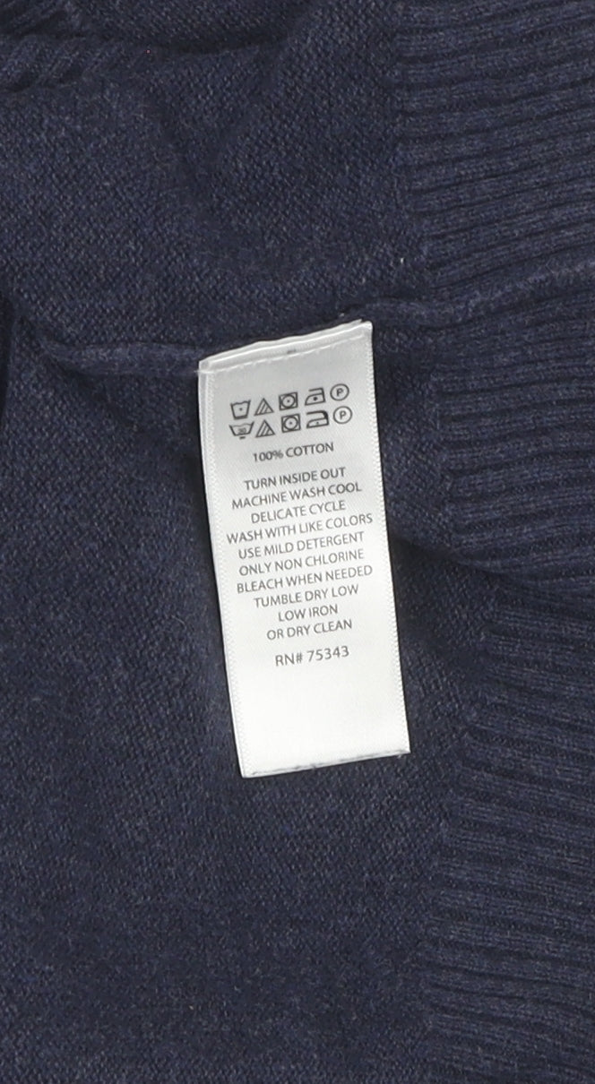 Racing Green Men's Blue XL V-Neck Cotton Pullover