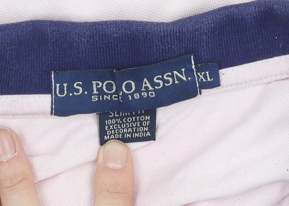 Unisex Adultss UK Size XL U.S. Polo Assn. Pink Cotton Polo