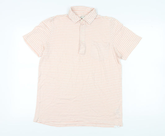Reiss Women's Pink Striped Polo Shirt Size L