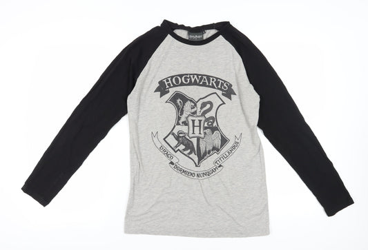 Harry Potter Unisex Hogwarts T-Shirt M Grey/Black Jersey