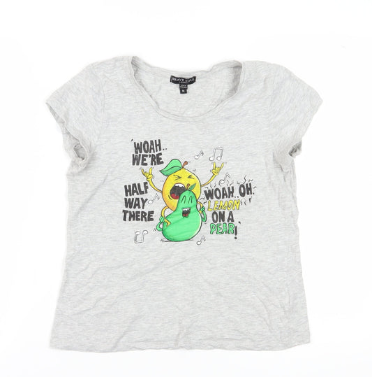 Brave Soul Women's Grey T-Shirt M Casual Fun Design