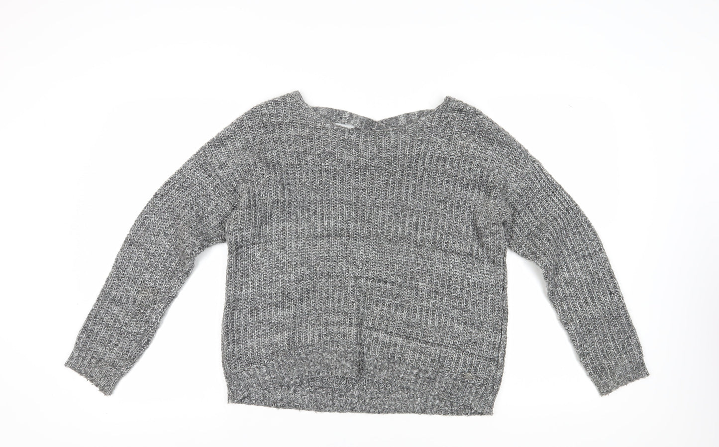 Only Women's Grey V-Neck Knit Pullover Jumper Size M