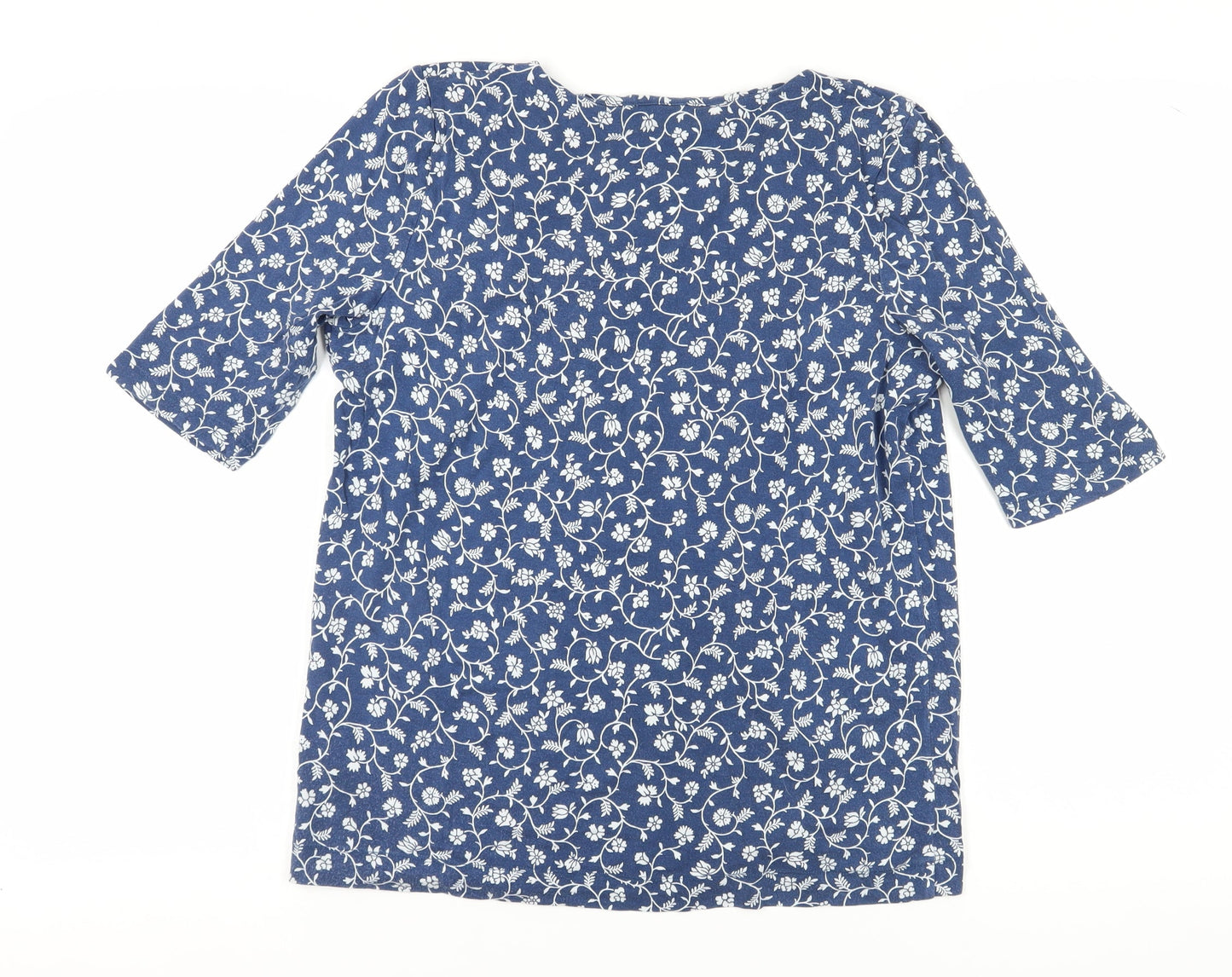 Hobbs Women's Blue Floral Blouse, Size S, 3/4 Sleeve