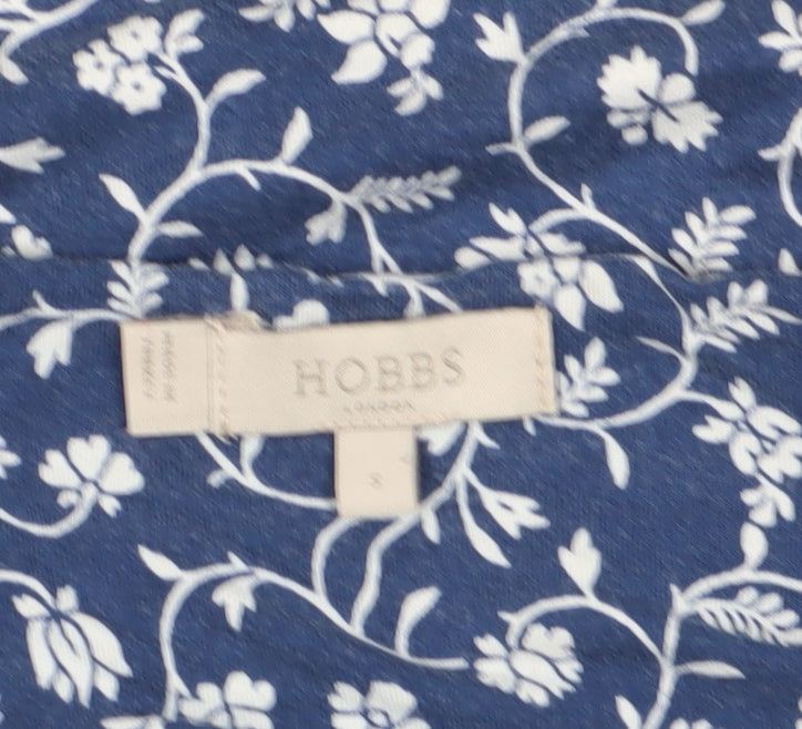 Hobbs Women's Blue Floral Blouse, Size S, 3/4 Sleeve