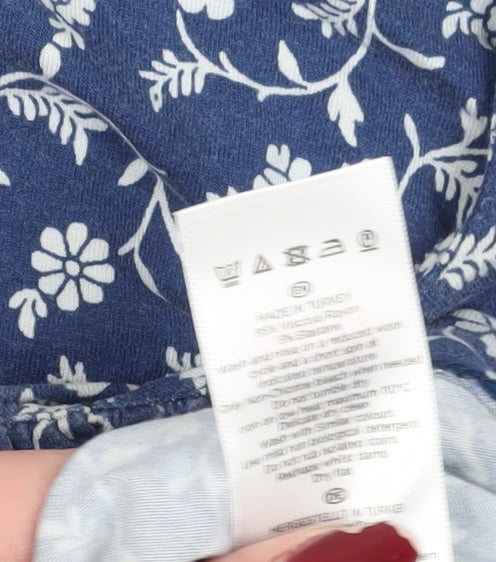 Hobbs Women's Blue Floral Blouse, Size S, 3/4 Sleeve