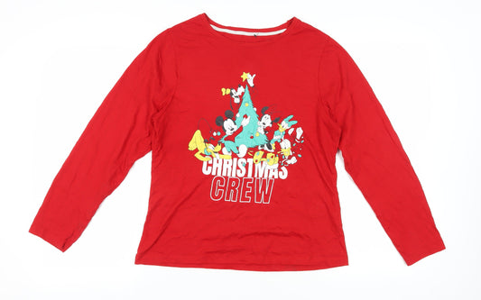 Disney Women's Red Christmas Long Sleeve T-Shirt