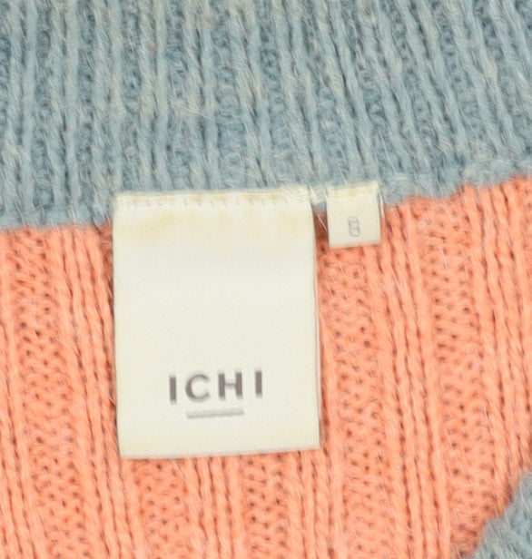 ICHI Women's Multicoloured Striped Pullover Jumper Size 8
