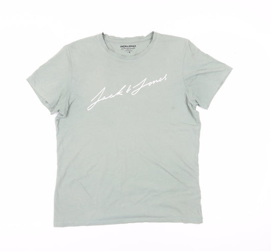 Jack & Jones Men's Green S Logo Crew Neck T-Shirt