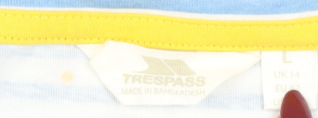 Trespass Women's Blue Striped T-Shirt UK 14 Nautical Casual