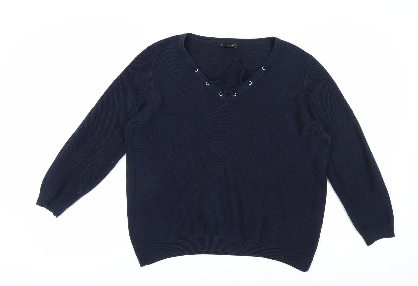 Dorothy Perkins Women's Blue Pullover V-Neck Jumper Size 18