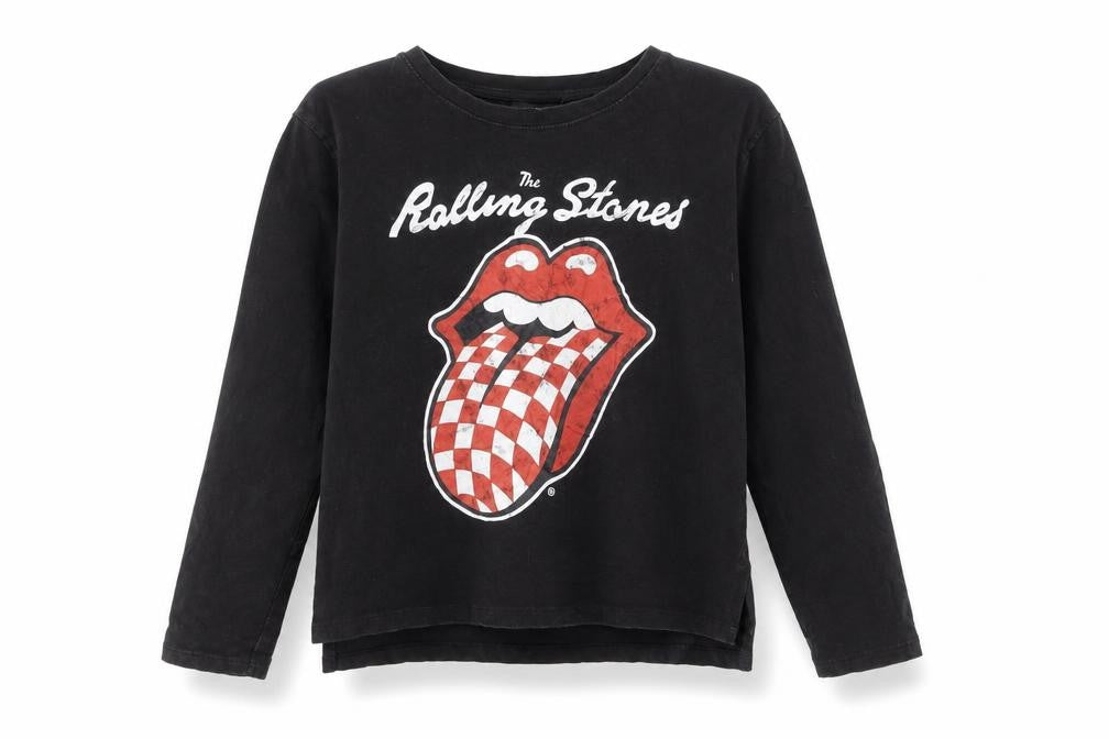 Zara Girls Black Rolling Stones Graphic T-Shirt, 10 Years