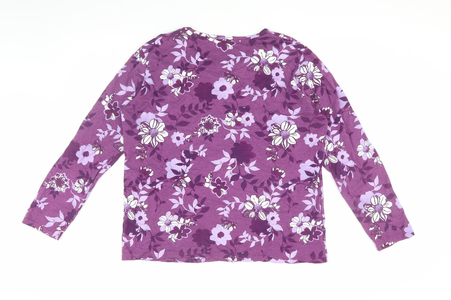 Isle Essentials Women's Purple Floral Long Sleeve T-Shirt