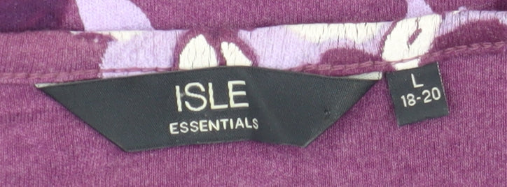 Isle Essentials Women's Purple Floral Long Sleeve T-Shirt