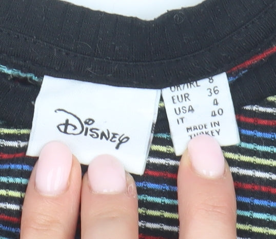 Disney Womens Multicoloured Striped T-Shirt Size 8