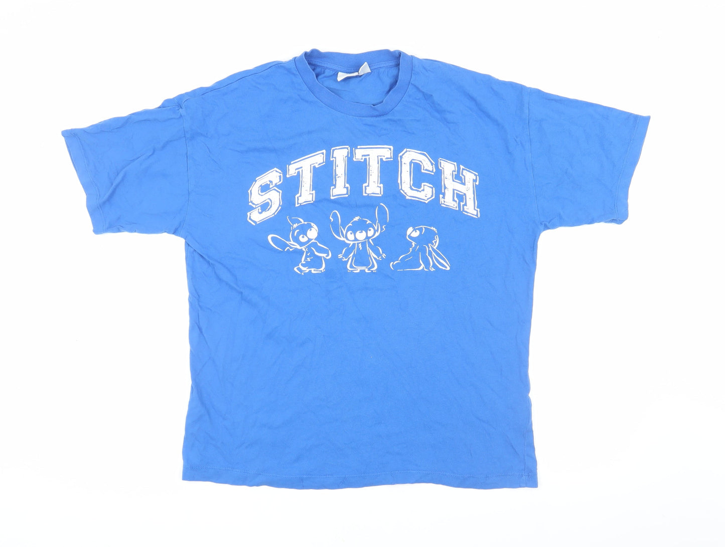 Disney Blue Unisex T-Shirt XS Cartoon Crew Neck