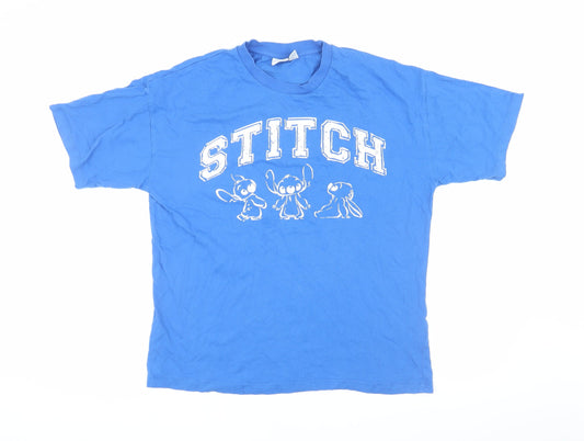 Disney Blue Unisex T-Shirt XS Cartoon Crew Neck