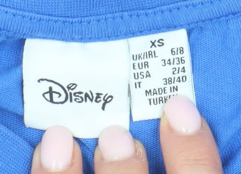 Disney Blue Unisex T-Shirt XS Cartoon Crew Neck