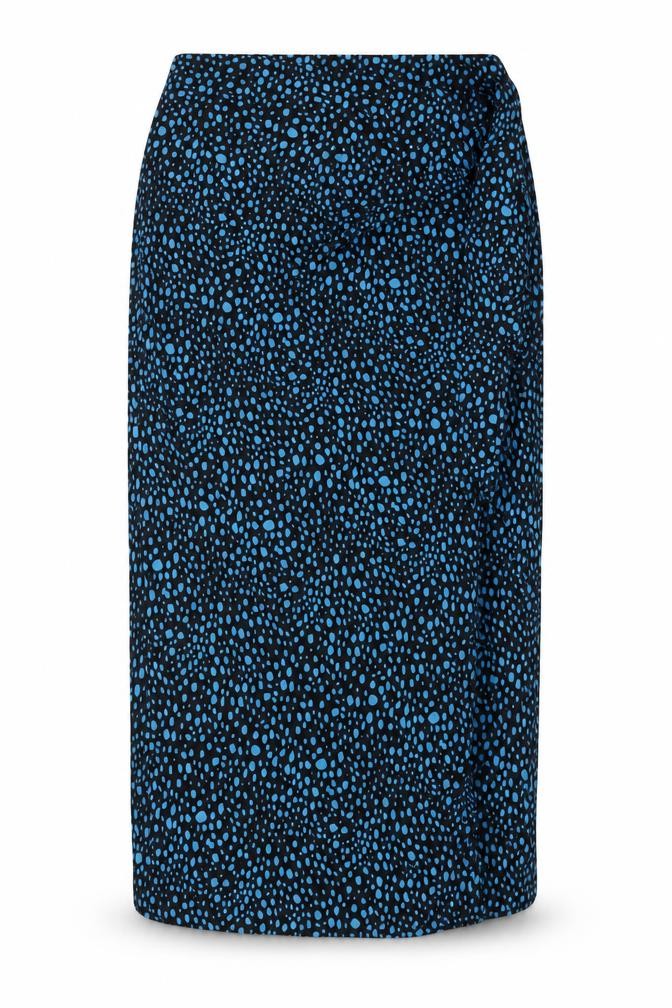Front view of Fashion Union Women's Petite Black Blue Geometric Pencil Skirt