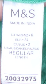 Marks and Spencer Green Midi Button Skirt - Size 6