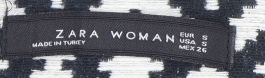 Zara Women Black White Geometric Pencil Skirt S